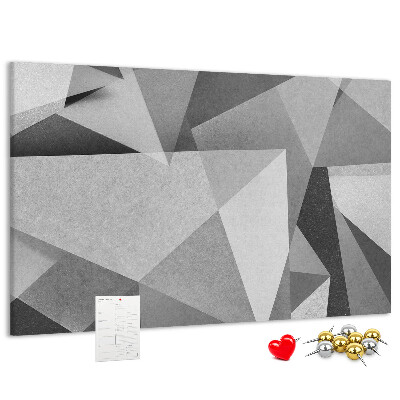 Bild mit Korkrückwand abstrakte geometrische Formen in Grau und Schwarz