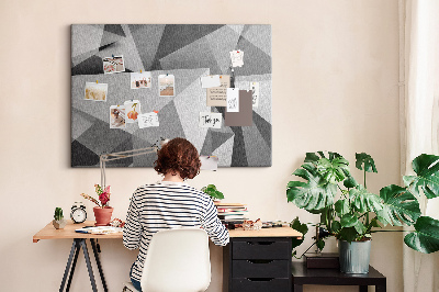 Bild mit Korkrückwand abstrakte geometrische Formen in Grau und Schwarz