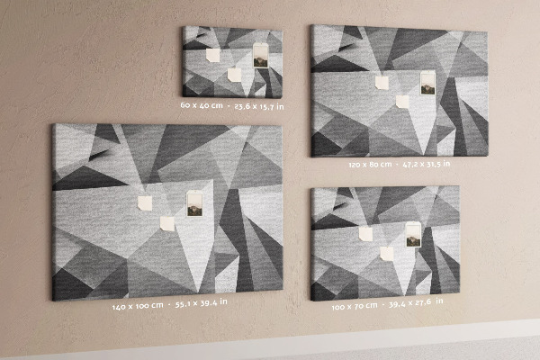 Bild mit Korkrückwand abstrakte geometrische Formen in Grau und Schwarz