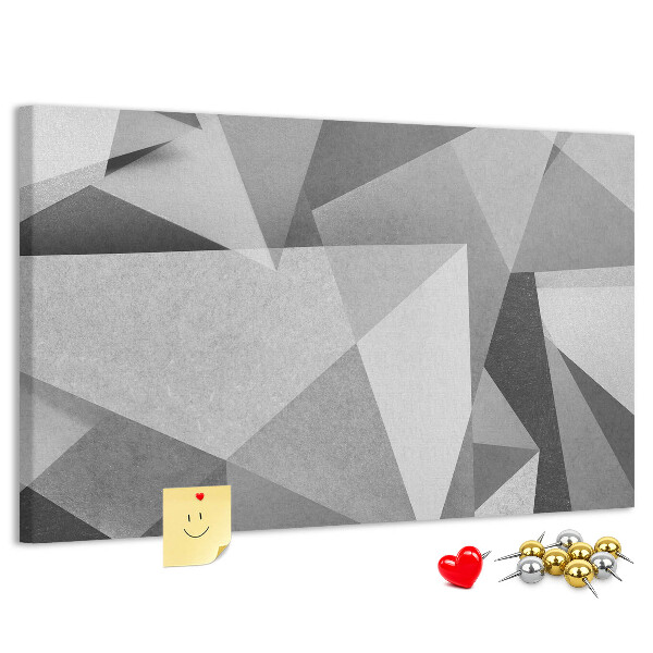 Bild mit Korkrückwand abstrakte geometrische Formen in Grau und Schwarz