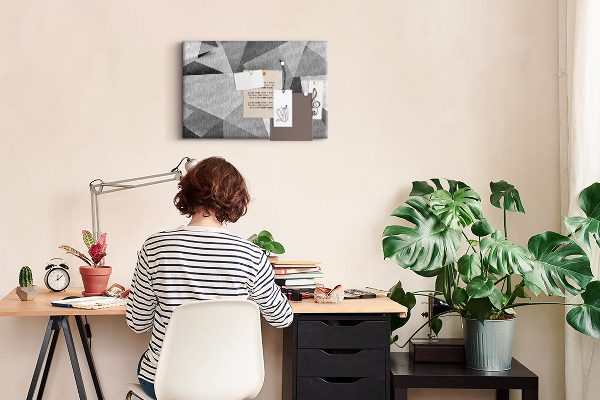 Bild mit Korkrückwand abstrakte geometrische Formen in Grau und Schwarz