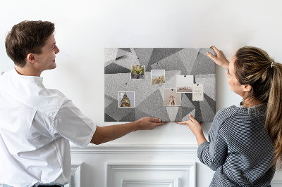 Bild mit Korkrückwand abstrakte geometrische Formen in Grau und Schwarz