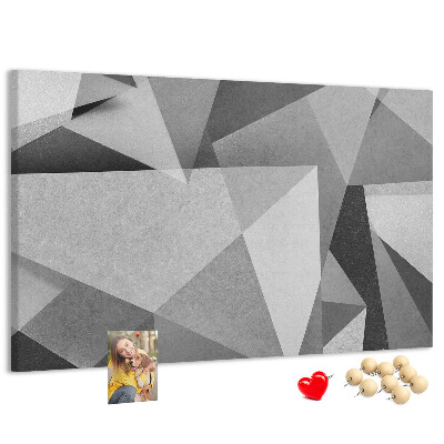 Bild mit Korkrückwand abstrakte geometrische Formen in Grau und Schwarz