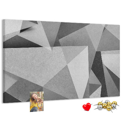Bild mit Korkrückwand abstrakte geometrische Formen in Grau und Schwarz
