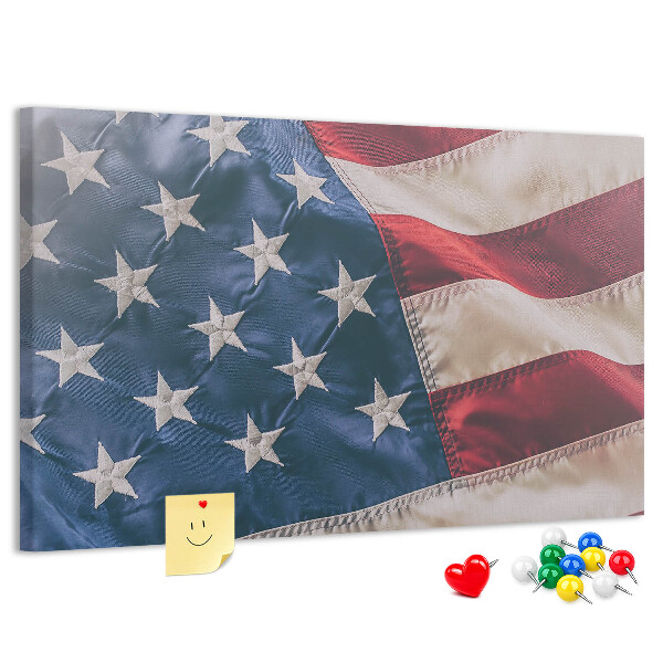 Korktafel mit Motiv der amerikanischen Flagge mit markanten Sternen
