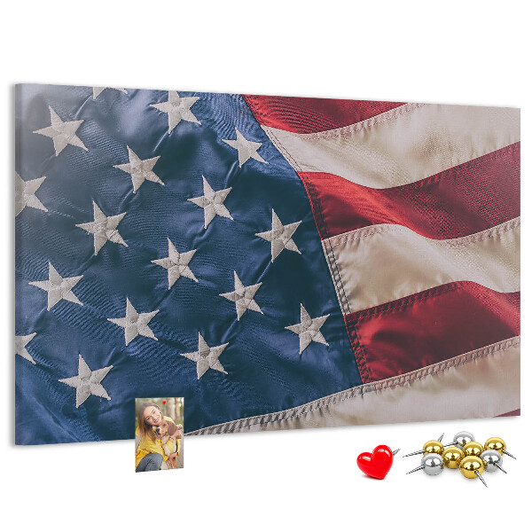 Korktafel mit Motiv der amerikanischen Flagge mit markanten Sternen