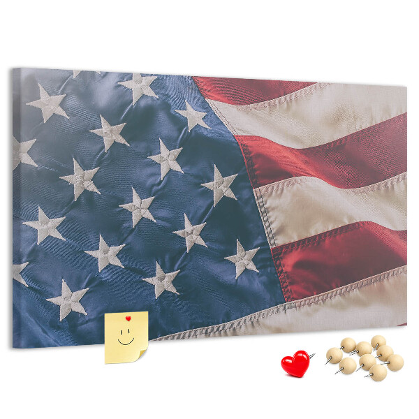 Korktafel mit Motiv der amerikanischen Flagge mit markanten Sternen