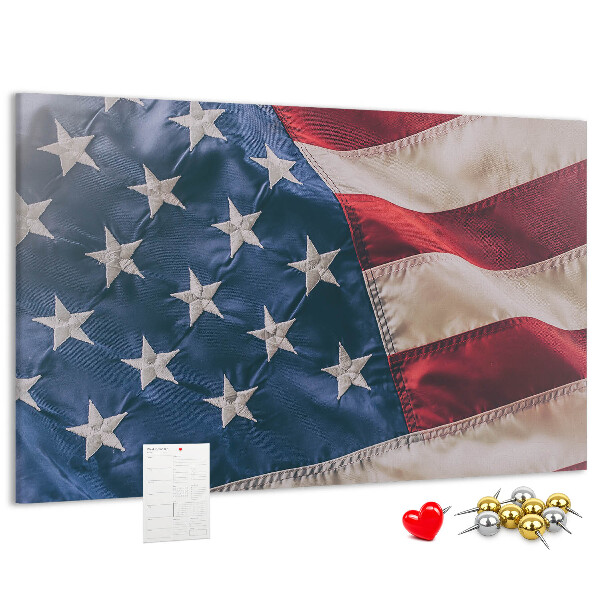 Korktafel mit Motiv der amerikanischen Flagge mit markanten Sternen