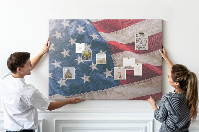 Korktafel mit Motiv der amerikanischen Flagge mit markanten Sternen