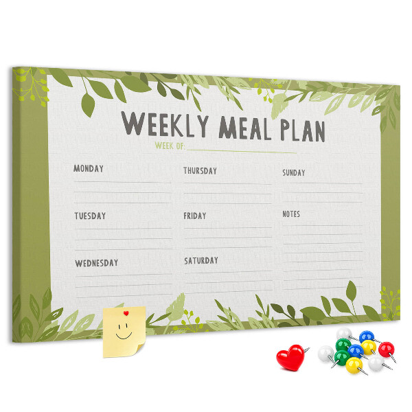 Kork-Pinnwand mit Speiseplan-Design von Green Leaf