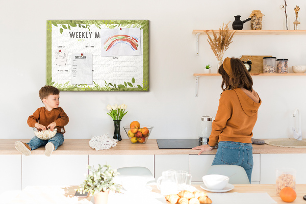 Kork-Pinnwand mit Speiseplan-Design von Green Leaf