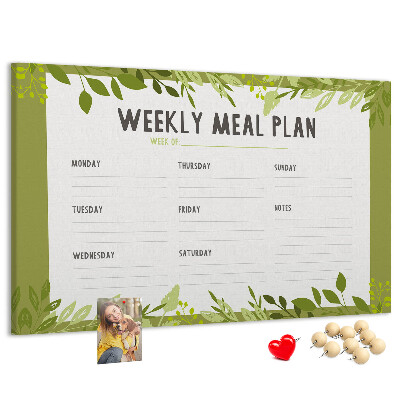 Kork-Pinnwand mit Speiseplan-Design von Green Leaf
