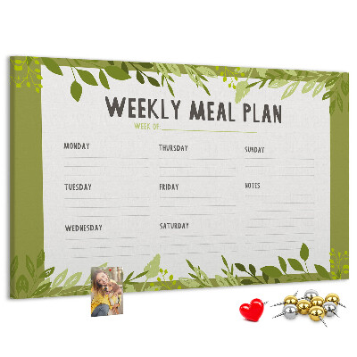 Kork-Pinnwand mit Speiseplan-Design von Green Leaf