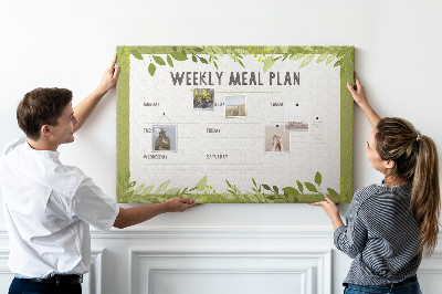 Kork-Pinnwand mit Speiseplan-Design von Green Leaf