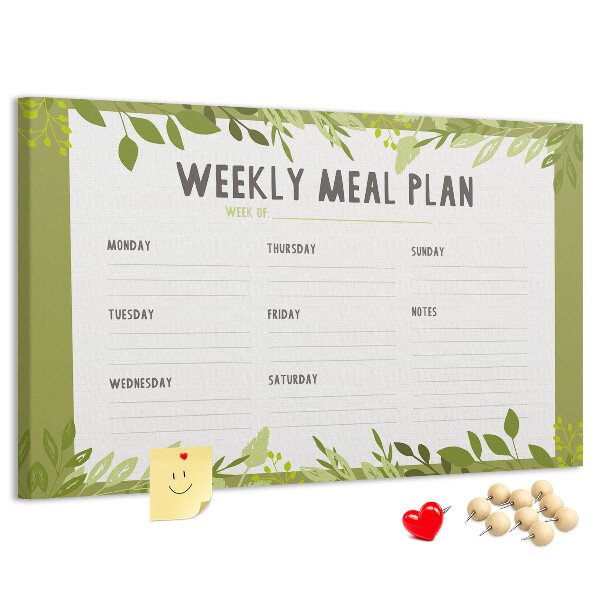 Kork-Pinnwand mit Speiseplan-Design von Green Leaf