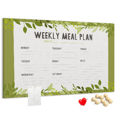 Kork-Pinnwand mit Speiseplan-Design von Green Leaf