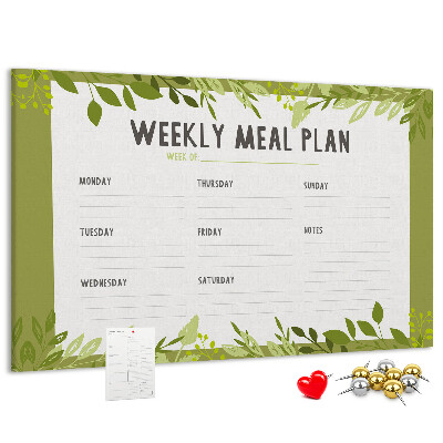 Kork-Pinnwand mit Speiseplan-Design von Green Leaf