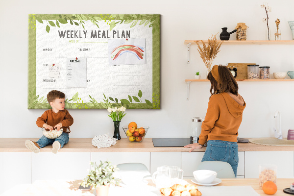 Kork-Pinnwand mit Speiseplan-Design von Green Leaf
