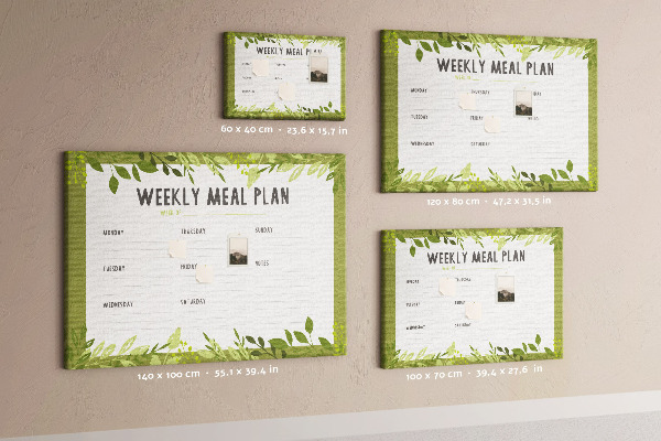Kork-Pinnwand mit Speiseplan-Design von Green Leaf