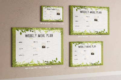 Kork-Pinnwand mit Speiseplan-Design von Green Leaf