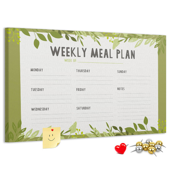 Kork-Pinnwand mit Speiseplan-Design von Green Leaf