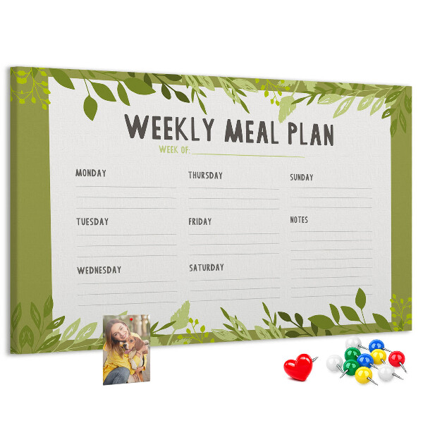 Kork-Pinnwand mit Speiseplan-Design von Green Leaf