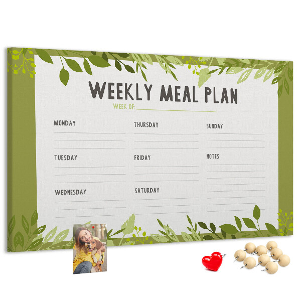 Kork-Pinnwand mit Speiseplan-Design von Green Leaf