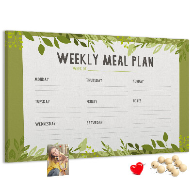 Kork-Pinnwand mit Speiseplan-Design von Green Leaf