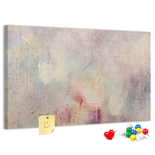 Korktafel mit zarten Pastellfarben auf dem Hintergrund