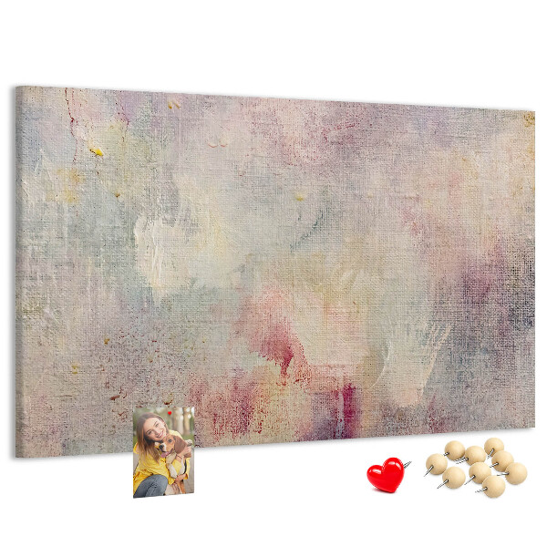 Korktafel mit zarten Pastellfarben auf dem Hintergrund