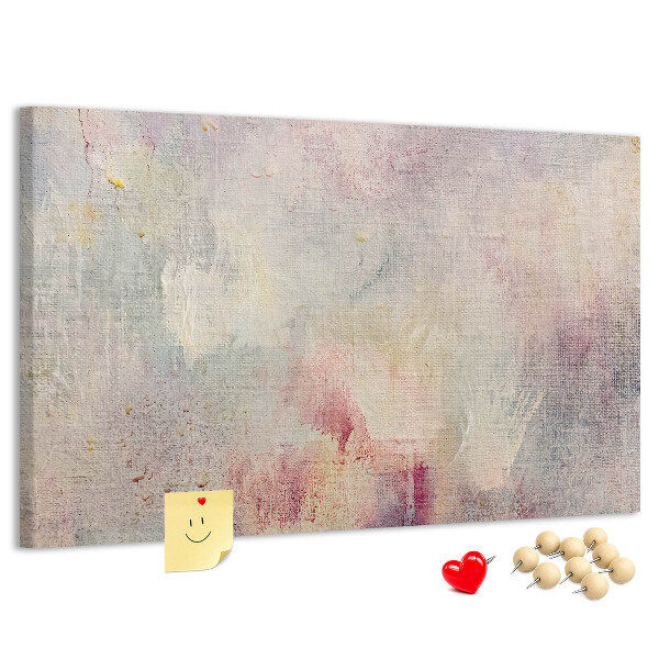 Korktafel mit zarten Pastellfarben auf dem Hintergrund