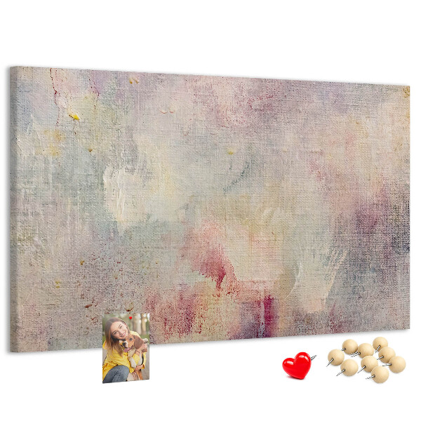 Korktafel mit zarten Pastellfarben auf dem Hintergrund