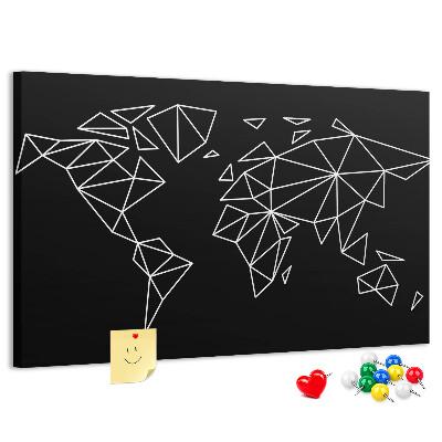 Korkbild die Geometrie der Welt in weißen Konturen