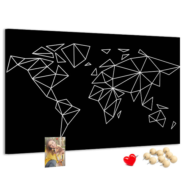 Korkbild die Geometrie der Welt in weißen Konturen