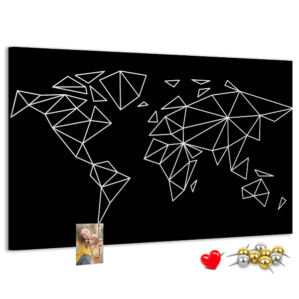 Korkbild die Geometrie der Welt in weißen Konturen