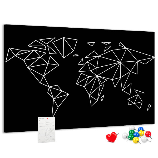 Korkbild die Geometrie der Welt in weißen Konturen