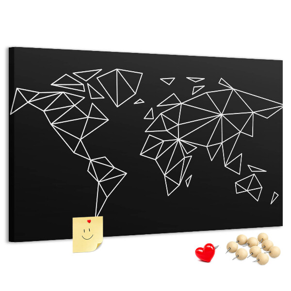 Korkbild die Geometrie der Welt in weißen Konturen