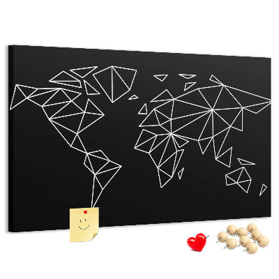 Korkbild die Geometrie der Welt in weißen Konturen