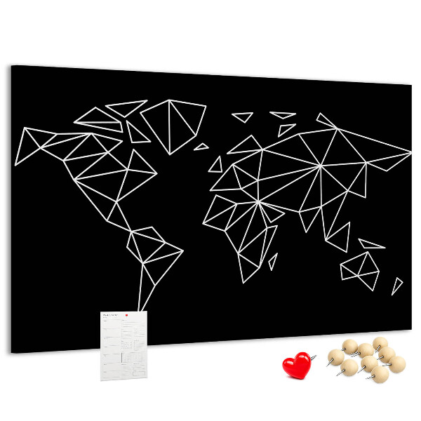 Korkbild die Geometrie der Welt in weißen Konturen