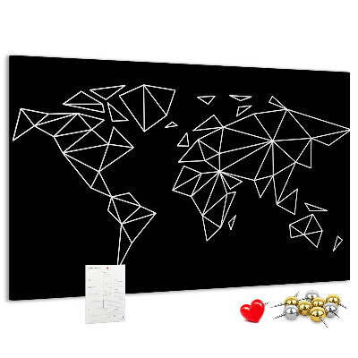 Korkbild die Geometrie der Welt in weißen Konturen
