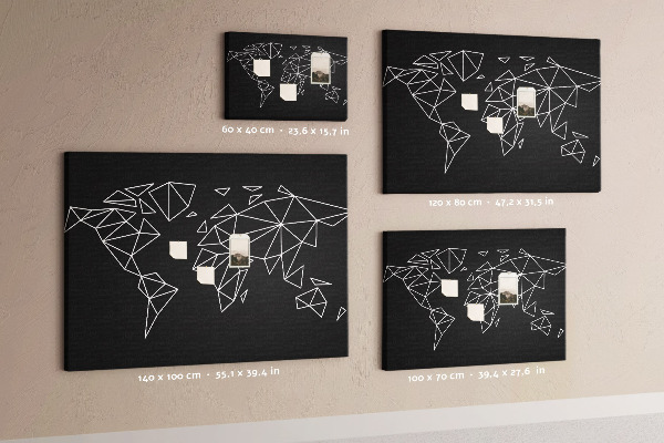 Korkbild die Geometrie der Welt in weißen Konturen