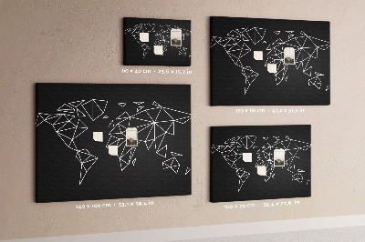 Korkbild die Geometrie der Welt in weißen Konturen