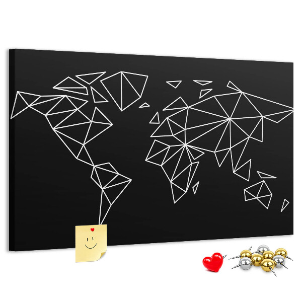 Korkbild die Geometrie der Welt in weißen Konturen