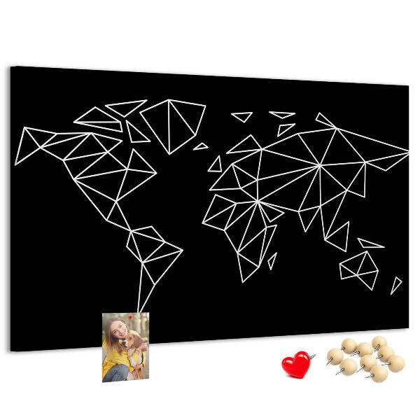 Korkbild die Geometrie der Welt in weißen Konturen