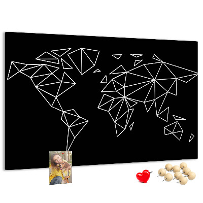 Korkbild die Geometrie der Welt in weißen Konturen