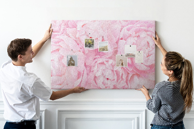 Bild mit Korkrückwand rosa Pfingstrosen in einem zarten Farbton