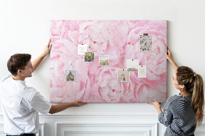 Bild mit Korkrückwand rosa Pfingstrosen in einem zarten Farbton