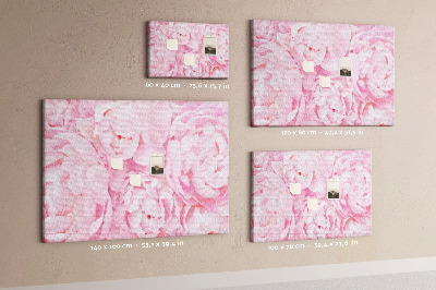 Bild mit Korkrückwand rosa Pfingstrosen in einem zarten Farbton