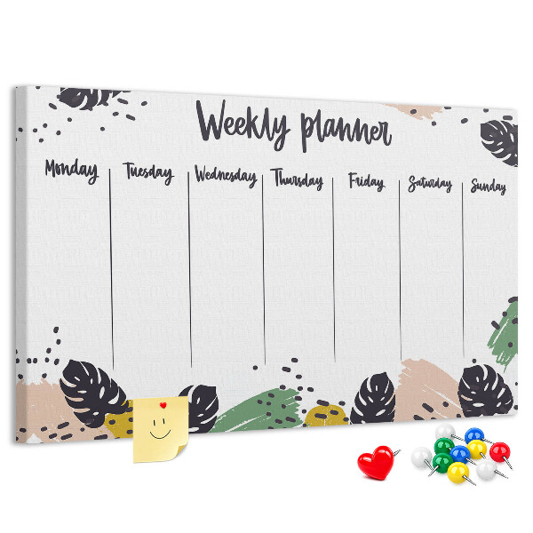 Wochenplaner aus Kork mit Tropical Leaf Motiv