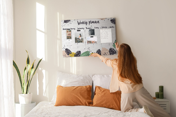 Wochenplaner aus Kork mit Tropical Leaf Motiv